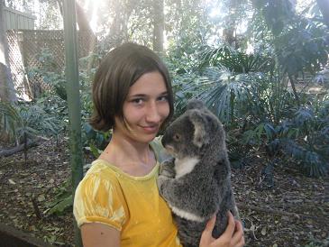 Vicky holding a koala